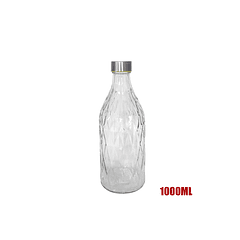 Botella Agua Textura Vidrio Y Tapa Rosca 1000ml Hermética