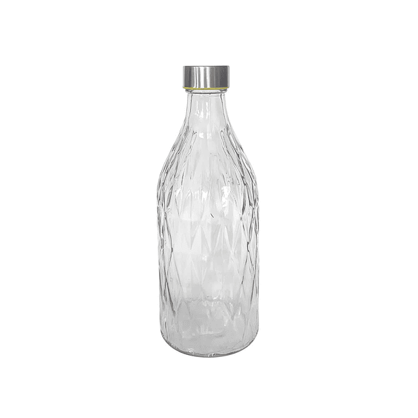 Botella Agua Textura Vidrio Y Tapa Rosca 1000ml Hermética 2