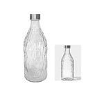 Botella Agua Textura Vidrio Y Tapa Rosca 1000ml Hermética 3