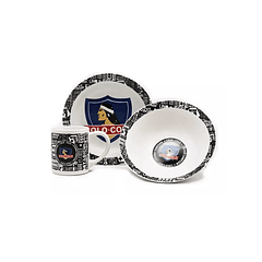 Set De Desayuno Colo Colo 3 Pcs Plato Bowl Y Tazon
