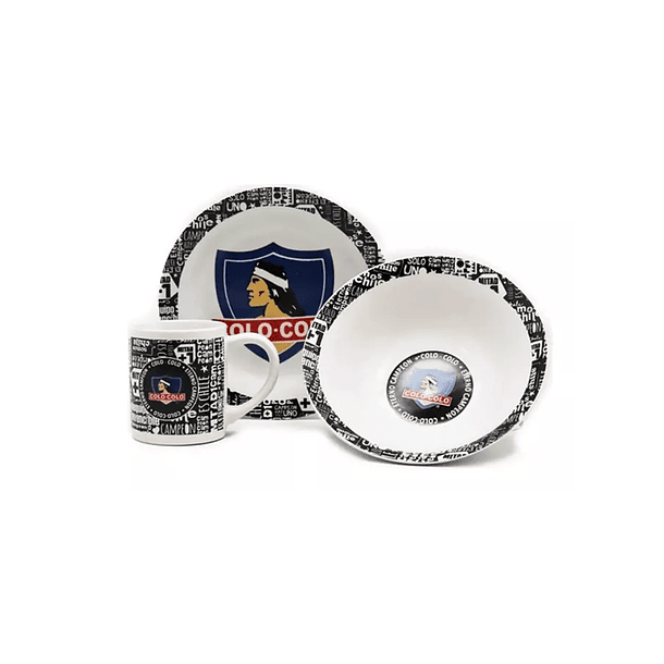 Set De Desayuno Colo Colo 3 Pcs Plato Bowl Y Tazon 1