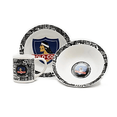 Set De Desayuno Colo Colo 3 Pcs Plato Bowl Y Tazon