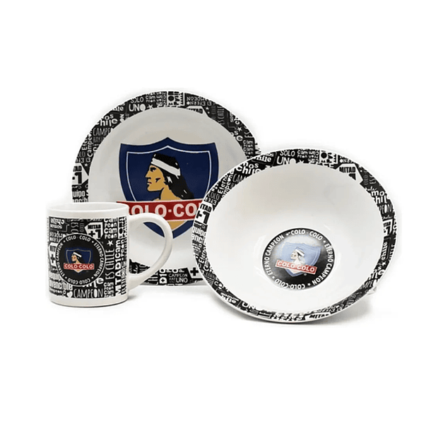 Set De Desayuno Colo Colo 3 Pcs Plato Bowl Y Tazon 2