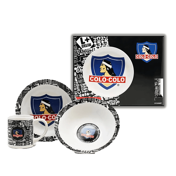 Set De Desayuno Colo Colo 3 Pcs Plato Bowl Y Tazon 3