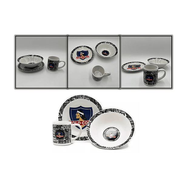 Set De Desayuno Colo Colo 3 Pcs Plato Bowl Y Tazon 4