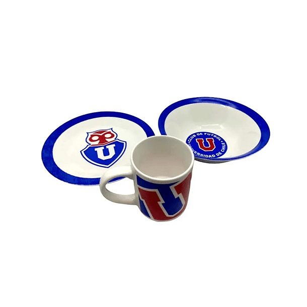  Universidad De Chile Set Desayuno 3 Piezas Plato Bowl Tazón 1