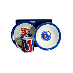  Universidad De Chile Set Desayuno 3 Piezas Plato Bowl Tazón