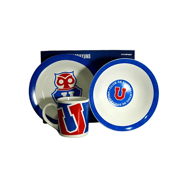  Universidad De Chile Set Desayuno 3 Piezas Plato Bowl Tazón 2