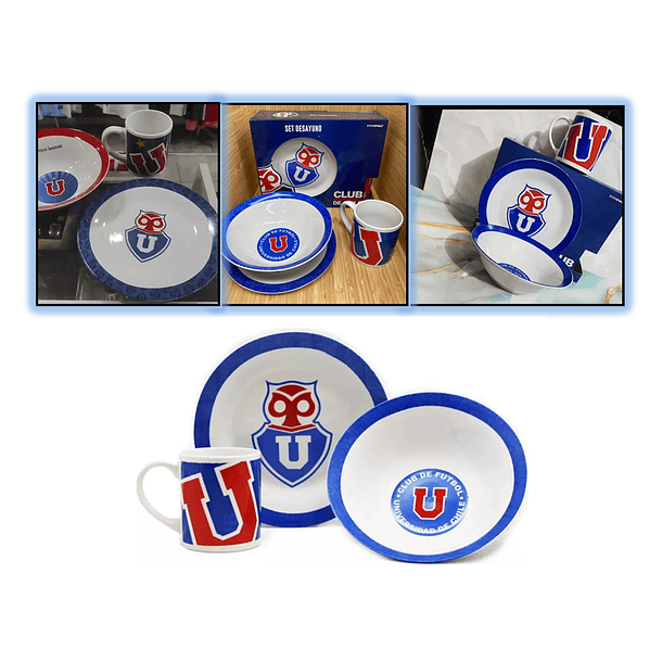  Universidad De Chile Set Desayuno 3 Piezas Plato Bowl Tazón 4
