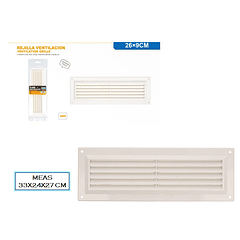 Rejilla Ventilación Generica 26x9 Cm Blanca