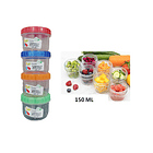 Set 4 Mini Tupper Contenedor Alimento Multiproposito Redondo 7