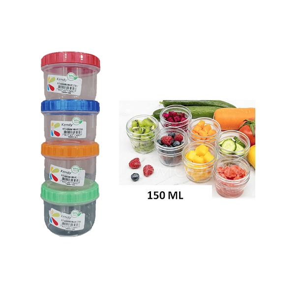 Set 4 Mini Tupper Contenedor Alimento Multiproposito Redondo 7