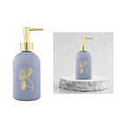 Dispensador De Jabón Cerámica 400 Ml. Jabonera Flor  3