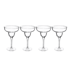 Set De 4 Copas Margaritas Alta Calidad Transparente