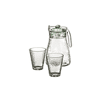 Jarra De Vidrio Transparente + 2vasos Bebidas Frias Vidrio 3