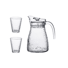 Jarra De Vidrio Transparente + 2vasos Bebidas Frias Vidrio