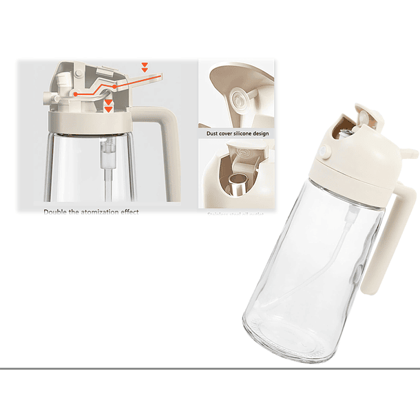 Botella Rociador De Aceite Dispensador Vinagre 2en1 Transparente 4