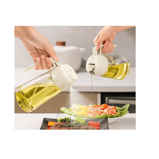 Botella Rociador De Aceite Dispensador Vinagre 2en1 Transparente 9