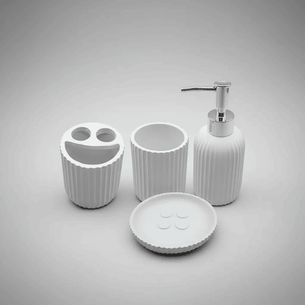 Set De Baño De 4 Piezas Ceramica Blanco 1