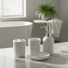 Set De Baño De 4 Piezas Ceramica Blanco