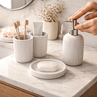 Set De Baño De 4 Piezas Ceramica Blanco 3