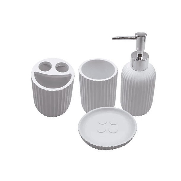 Set De Baño De 4 Piezas Ceramica Blanco 5