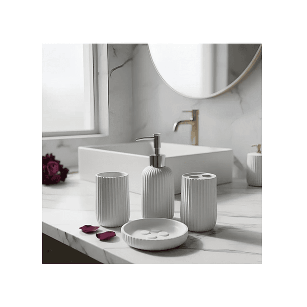Set De Baño De 4 Piezas Ceramica Blanco 6