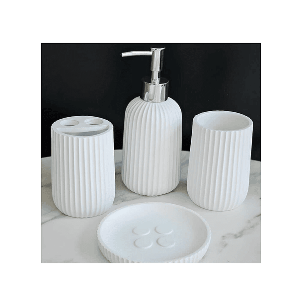 Set De Baño De 4 Piezas Ceramica Blanco 7