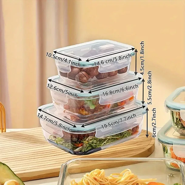 Set 3 Tupper Herméticos De Vidrio Para Comida Taper Comida  7