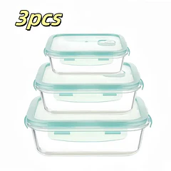 Set 3 Tupper Herméticos De Vidrio Para Comida Taper Comida 