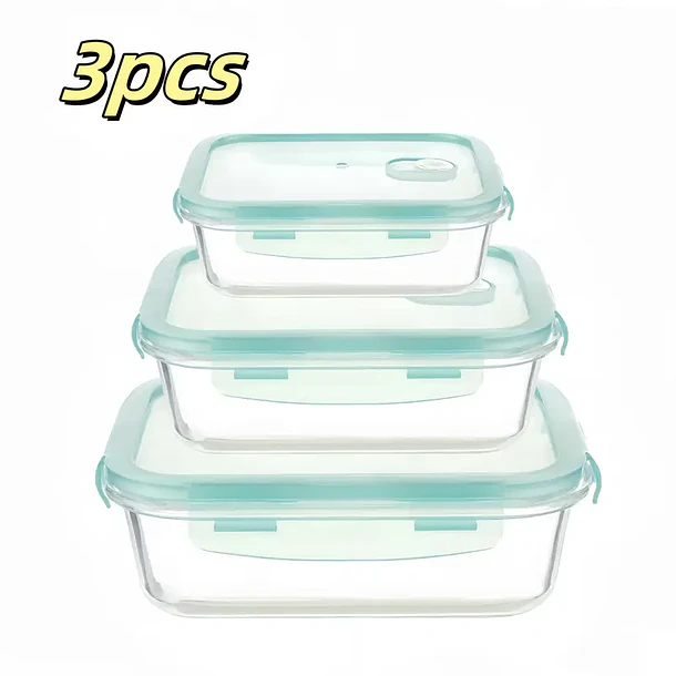 Set 3 Tupper Herméticos De Vidrio Para Comida Taper Comida  1
