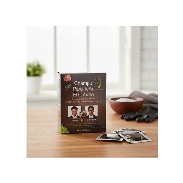 Shampoo Con Tinte Castaño 10 Sachets De 25ml C/u-  2