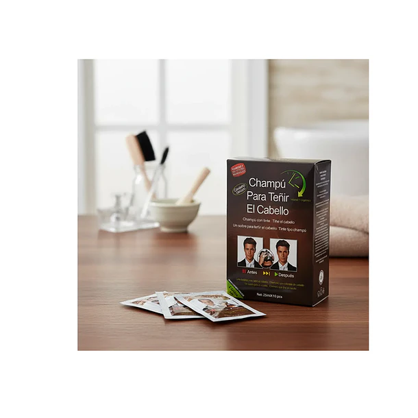 Shampoo Con Tinte Castaño 10 Sachets De 25ml C/u-  3