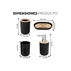 Set De Baño 4 Piezas Ducha Elegante Bambu Dispensadores 4