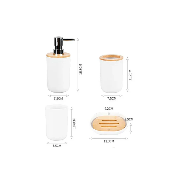 Set De Baño 4 Piezas Ducha Elegante Bambu Dispensadores 5