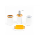 Set De Baño 4 Piezas Ducha Elegante Bambu Dispensadores 2