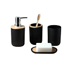 Set De Baño 4 Piezas Ducha Elegante Bambu Dispensadores 6