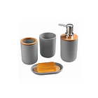 Set De Baño 4 Piezas Ducha Elegante Bambu Dispensadores 1