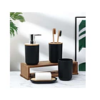 Set De Baño 4 Piezas Ducha Elegante Bambu Dispensadores 8