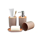 Set De Baño 4 Piezas Ducha Elegante Bambu Dispensadores 3