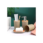 Set De Baño 4 Piezas Ducha Elegante Bambu Dispensadores 9