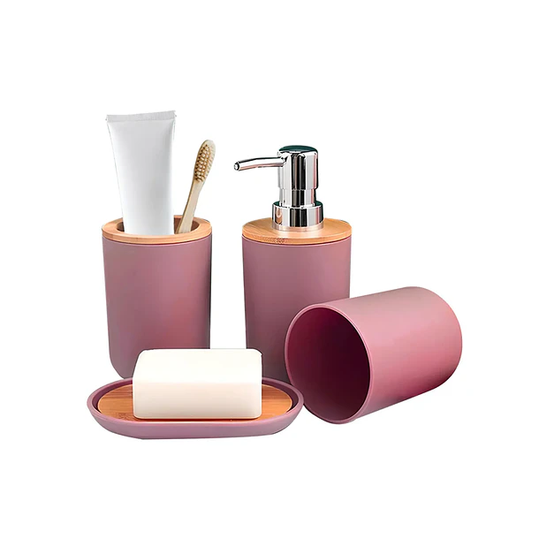 Set De Baño 4 Piezas Ducha Elegante Bambu Dispensadores- COPIA 1