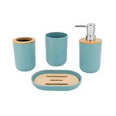 Set De Baño 4 Piezas Ducha Elegante Bambu Dispensadores- COPIA