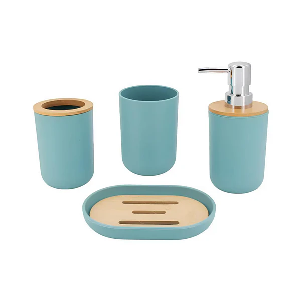 Set De Baño 4 Piezas Ducha Elegante Bambu Dispensadores- COPIA 2