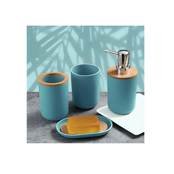 Set De Baño 4 Piezas Ducha Elegante Bambu Dispensadores- COPIA 7