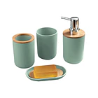 Set De Baño 4 Piezas Ducha Elegante Bambu Dispensadores- COPIA 3