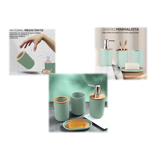 Set De Baño 4 Piezas Ducha Elegante Bambu Dispensadores- COPIA 8