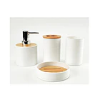 Set De Baño 4 Piezas Ducha Elegante Bambu Dispensadores Dise 5