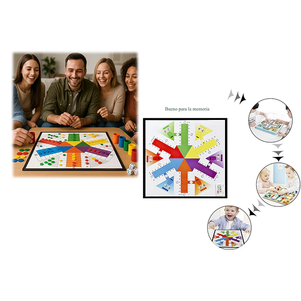 Juego Mesa Clásico Familiar Ludo Alta Calidad 2en1 4