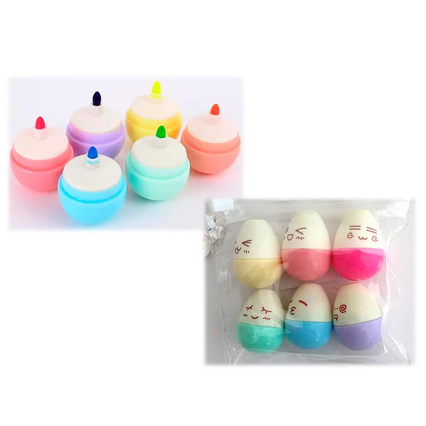 Set Resaltadores Kawai Mini X6 Colores Carita 3